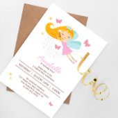 愛らしいブロンドフェアリープリンセスガールズ誕生日 招待状