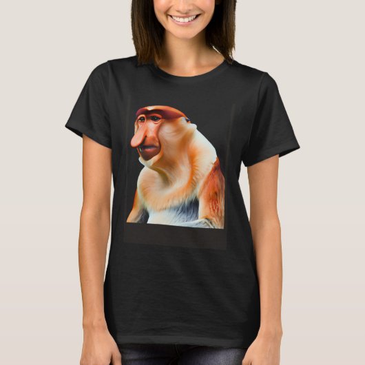 愛らしいプロボシス猿 Tシャツ (正面)