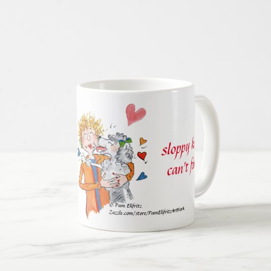 愛らしいプードルが赤コーヒーで私たちの女性をなめる コーヒーマグカップ (正面右)