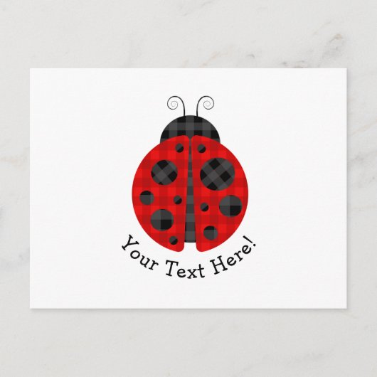 愛らしいプ市松模様にリドladybugグラフィックのアイコン ポストカード (正面)