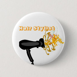 愛らしいヘアドライヤー吹咲き花 缶バッジ