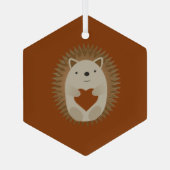 愛らしいヘッジホッグハート ガラスオーナメント (裏面)