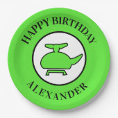 愛らしいヘリコプター誕生日 ペーパープレート (正面)