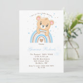 愛らしいベアーボホレインボーボーボーイベビーシャワー 招待状 (スタンド正面)