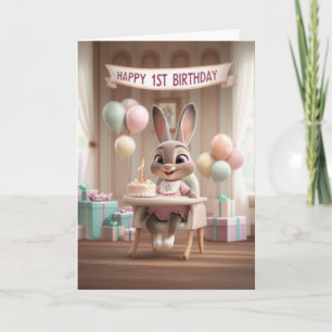 愛らしいベイビーバニー1歳の誕生日おめでとう! カード