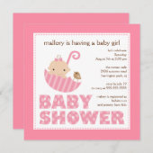 愛らしいベビーの傘のベビーシャワーの招待状 招待状 (正面/裏面)