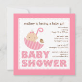 愛らしいベビーの傘のベビーシャワーの招待状 招待状 (正面)