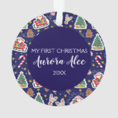 愛らしいベビーの初めてのクリスマスオーナメント-カスタム オーナメント (裏面)