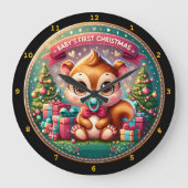 愛らしいベビーの初めてのクリスマスフェスティバル装飾 ラージ壁時計 (正面)