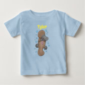 愛らしいベビーの大皿の漫画イラストレーション ベビーTシャツ (正面)