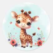 愛らしいベビーアニマルステッカー子供へ ラウンドシール (正面)