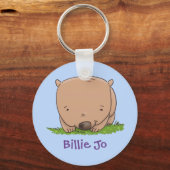 愛らしいベビーウォンバット漫画イラストレーション キーホルダー (正面)