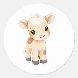 愛らしいベビーカウカーフシール水彩プリント ラウンドシール