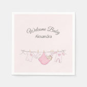 愛らしいベビーガールシャワーピンクとグレー スタンダードカクテルナプキン (正面)