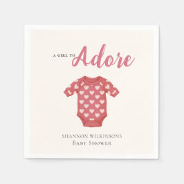 愛らしいベビーガールハートのベスト "Adore" ペーパーナプキン スタンダードカクテルナプキン