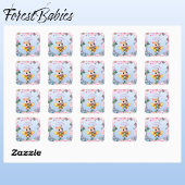 愛らしいベビーガールバタフライキッドバースデーパーティー スクエアシール