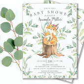 愛らしいベビーキツネとママ赤ちゃんシャワー 招待状