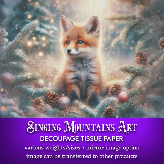 愛らしいベビーキツネウィンターワンダーランドデクページ 薄葉紙
