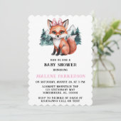 愛らしいベビーキツネ水の色の女の子ベビーシャワー 招待状 (スタンド正面)