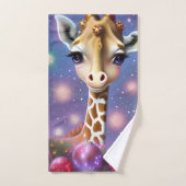 愛らしいベビーキリンとホリーとグリッター バスタオルセット (ハンドタオル)