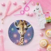 愛らしいベビーキリンとホリーとグリッター ペーパープレート (パーティー)