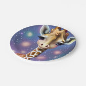 愛らしいベビーキリンとホリーとグリッター ペーパープレート (アングル)