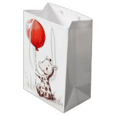 愛らしいベビーキリンと赤い風船スパイラル ミディアムペーパーバッグ (裏面アングル)