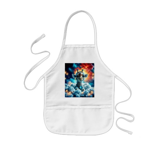 愛らしいベビーキリンの頭の雲 子供用エプロン (正面)