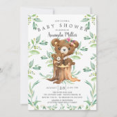 愛らしいベビークマとママ赤ちゃんシャワー招待状 招待状 (正面)