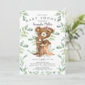 愛らしいベビークマとママ赤ちゃんシャワー招待状 招待状 (スタンド正面)