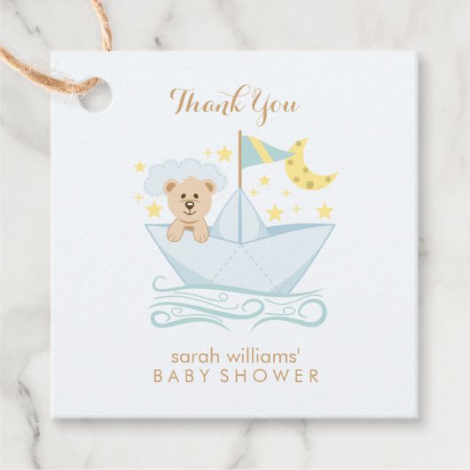 愛らしいベビークマ紙ボート フェイバータグ (正面)