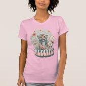 愛らしいベビーグレー トラ 野の花 水彩画 Tシャツ (正面)