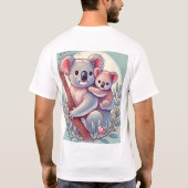 愛らしいベビーコアラとマザーTシャツデザイン Tシャツ (裏面)
