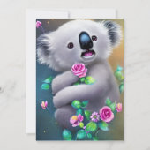 愛らしいベビーコアラクマ花付き シーズンカード (正面)