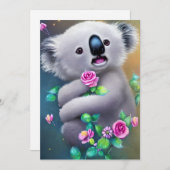 愛らしいベビーコアラクマ花付き シーズンカード (正面/裏面)