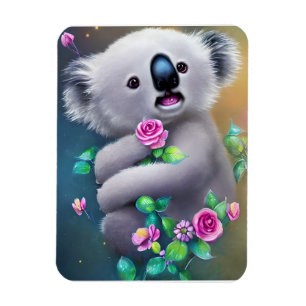 愛らしいベビーコアラクマ花付き マグネット