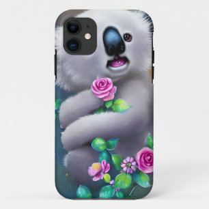 愛らしいベビーコアラクマ花付き iPhone 11 ケース