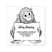 愛らしいベビーゴリラホールディング差出人住所 セルフインキングスタンプ (デザイン)