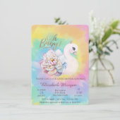 愛らしいベビースワン絞り染めベビーシャワー 招待状 (スタンド正面)