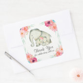愛らしいベビーゾウありがとう スクエアシール (封筒)