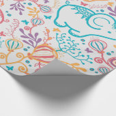 愛らしいベビーゾウと花 ラッピングペーパー (角)