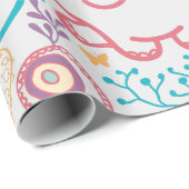 愛らしいベビーゾウと花 ラッピングペーパー (ロールコーナー)