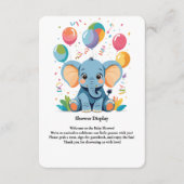 愛らしいベビーゾウ風船ベビーシャワー エンクロージャーカード (正面)