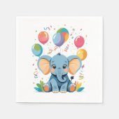 愛らしいベビーゾウ風船ベビーシャワー スタンダードカクテルナプキン (正面)