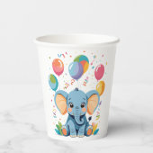 愛らしいベビーゾウ風船ベビーシャワー 紙コップ (裏面)