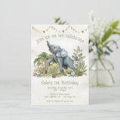 愛らしいベビーゾウ1歳の誕生日パーティー 招待状 (スタンド正面)