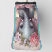 愛らしいベビーゾウ(花あり) ゴルフヘッドカバー (回転90)