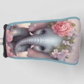 愛らしいベビーゾウ(花あり) ゴルフヘッドカバー (正面)