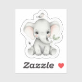 愛らしいベビーゾウ(鳥葉) シール (シート)