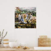 愛らしいベビータイガーカッブ ポスター (キッチン)